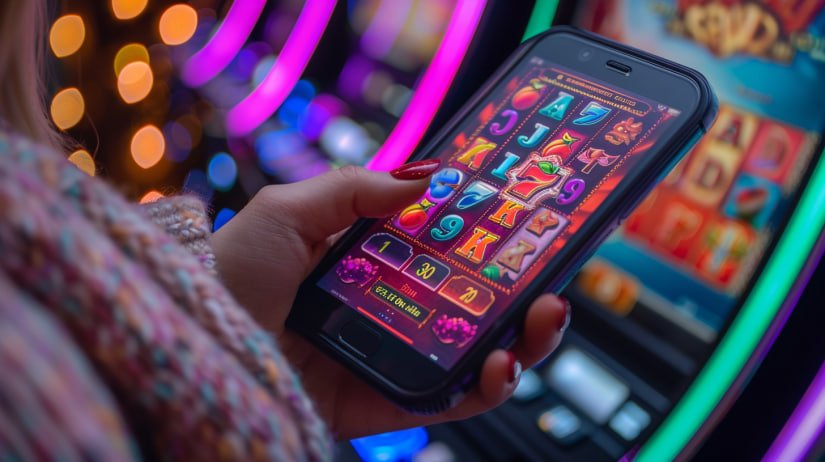 Layar slot online modern dengan grafis warna-warni dan tema neon yang menarik